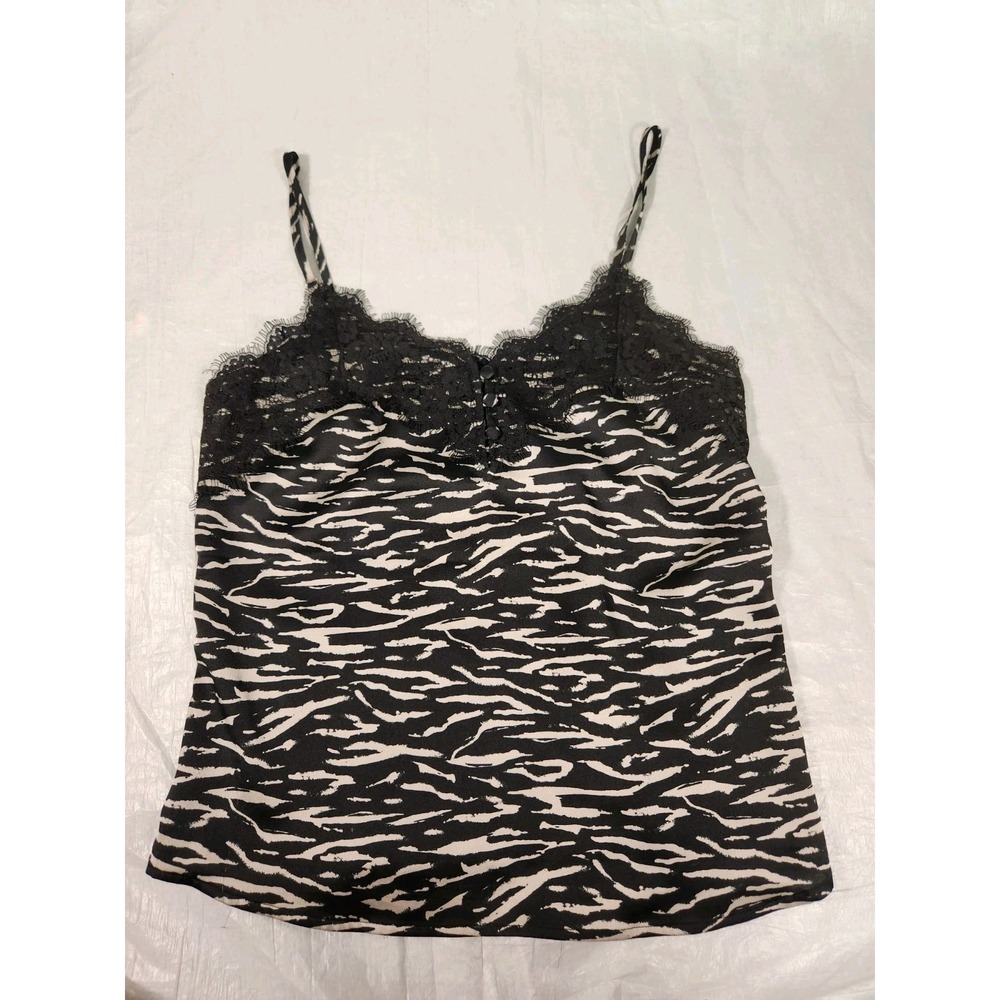 XS Abercrombie & Fitch Lace Camisole Animal Print Tank Top Cami Y2K Tiger White